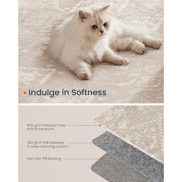 New 5x7 Cappuccino Beige Area Rug, Washable Non-Slip Carpet for Living Room - Picture 3 of 10